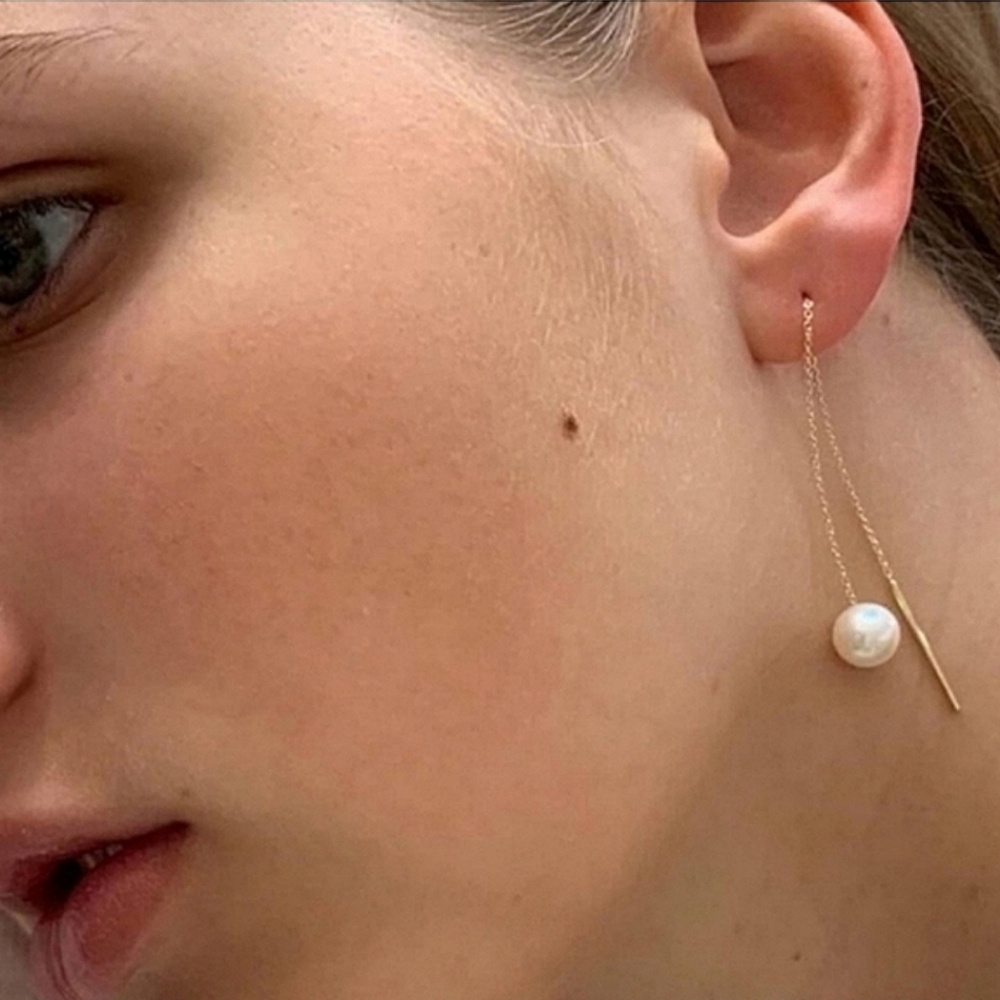 Anthropologie Pearl Accent Threader Dangle Earrings